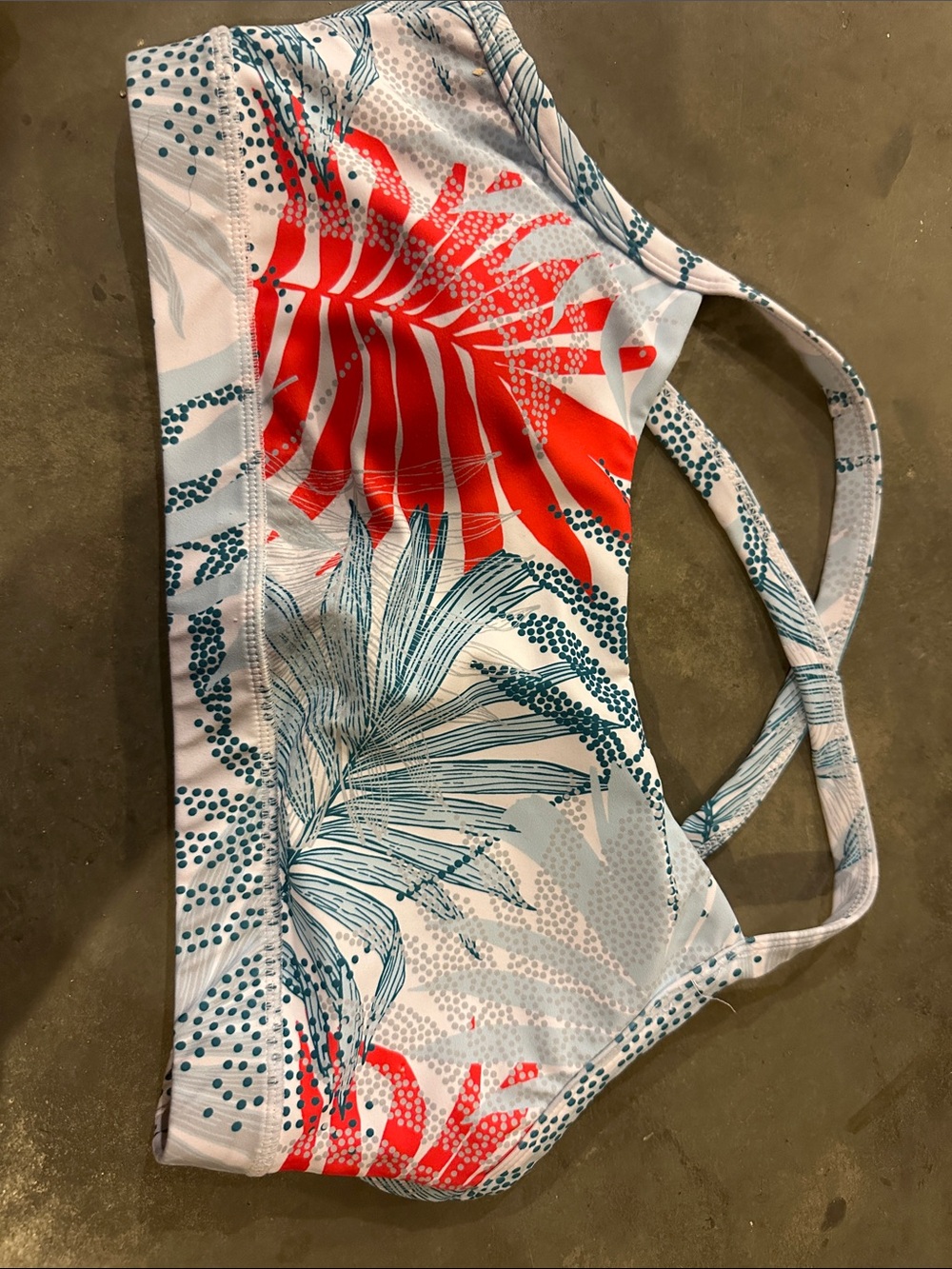 Tier active sports bra Tropical Print Sports Bra - Red & Teal Leaf Design